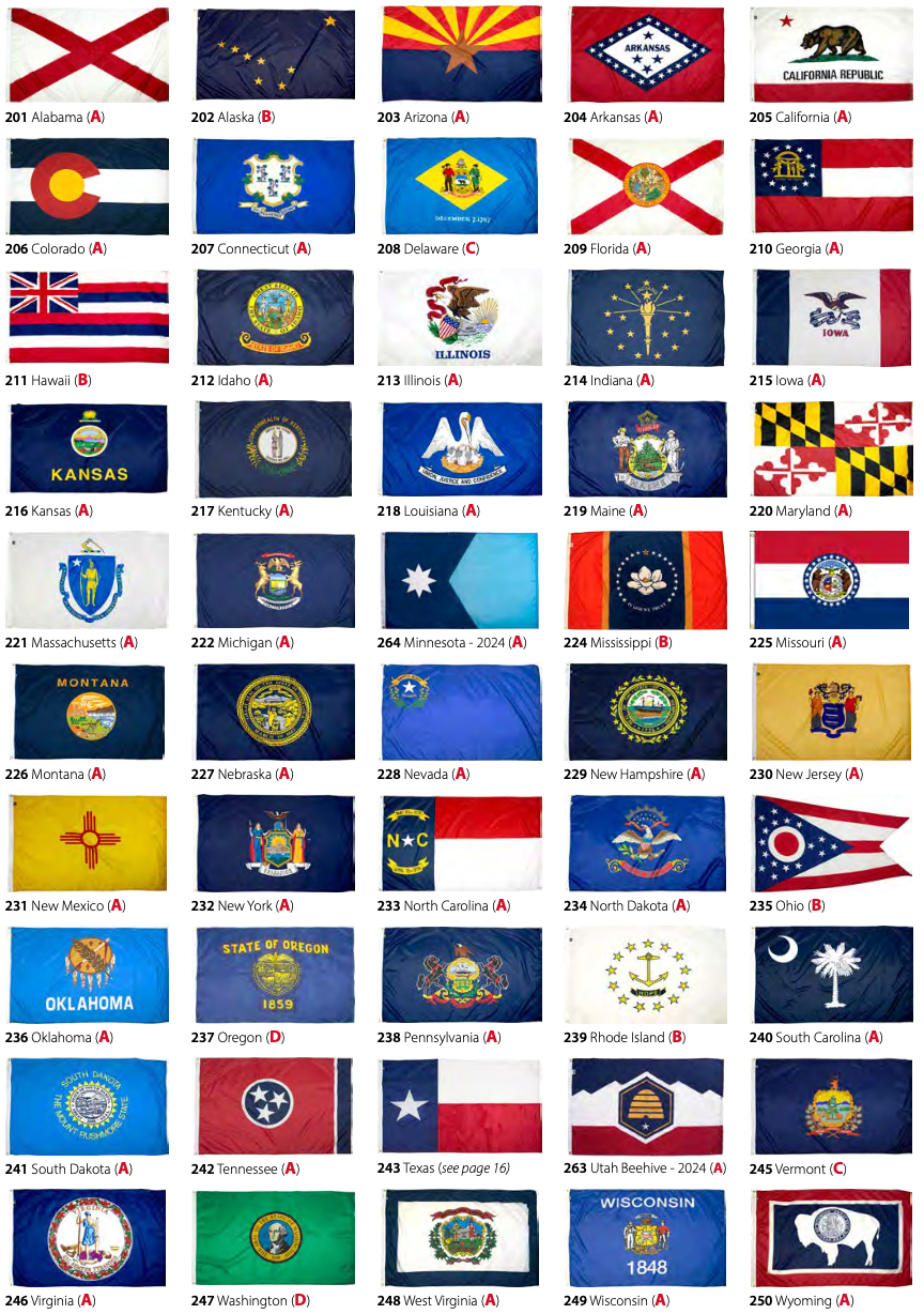 50 State Flag Set Outdoor Nylon