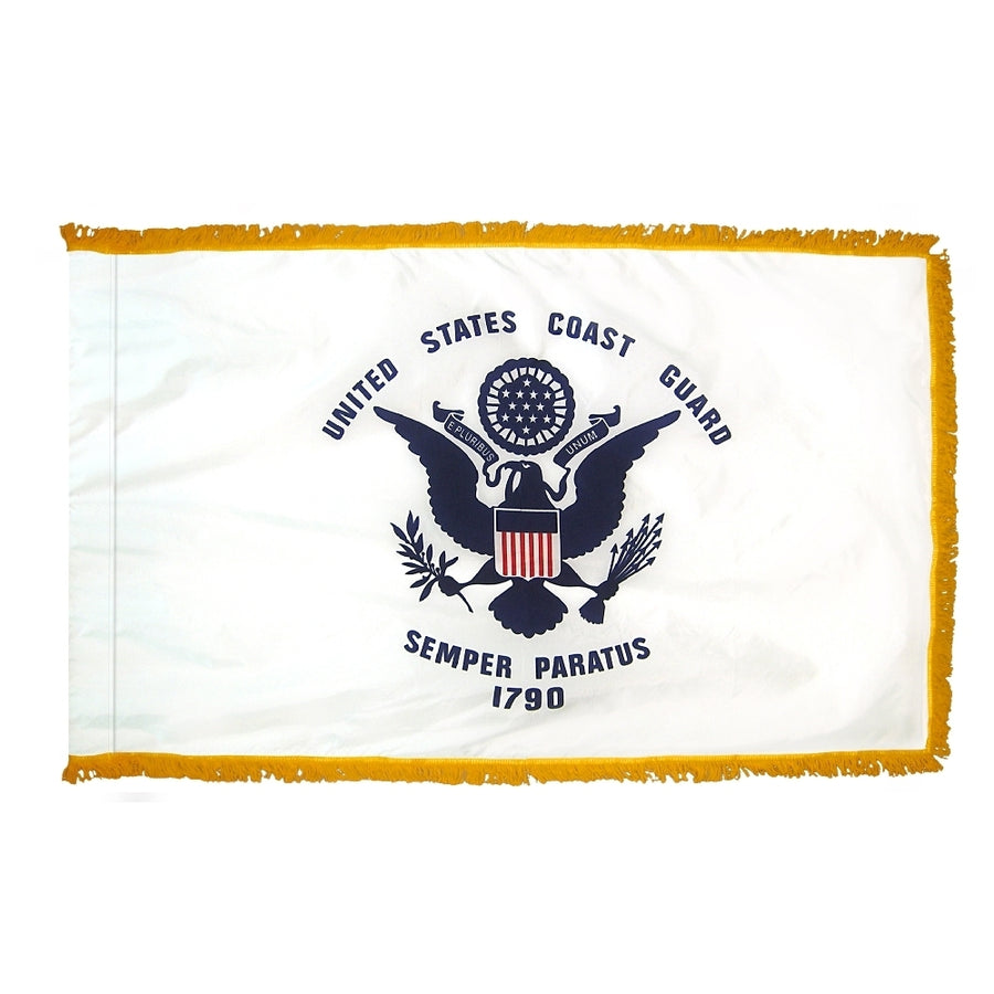 U.S. COAST GUARD NYLON FLAG WITH POLE-HEM & FRINGES 3X5'