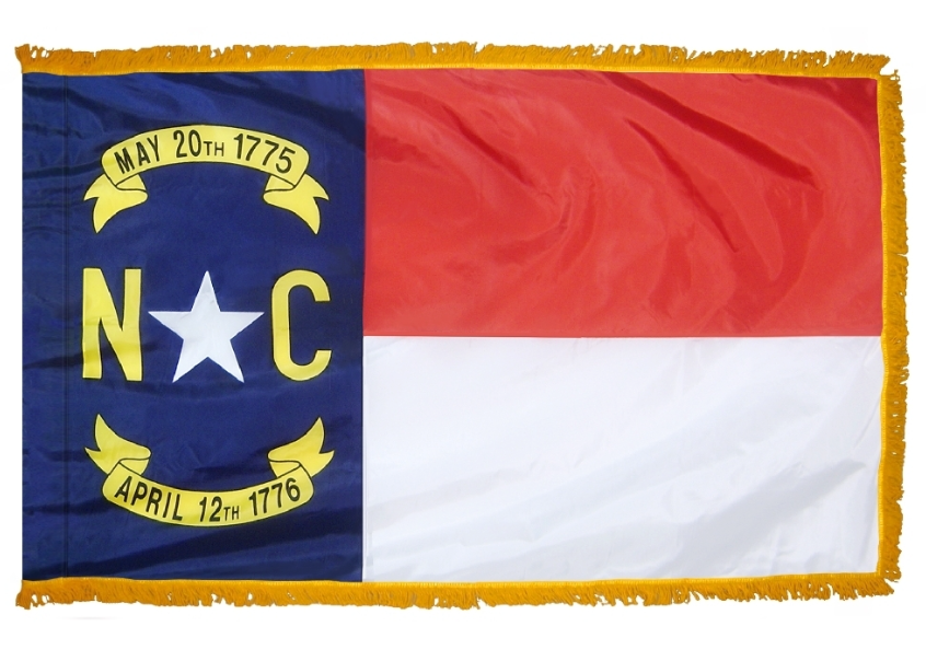 STATE OF NORTH CAROLINA NYLON FLAG WITH POLE-HEM & FRINGES