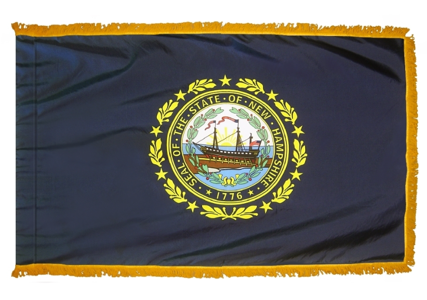 STATE OF NEW HAMPSHIRE NYLON FLAG WITH POLE-HEM & FRINGES