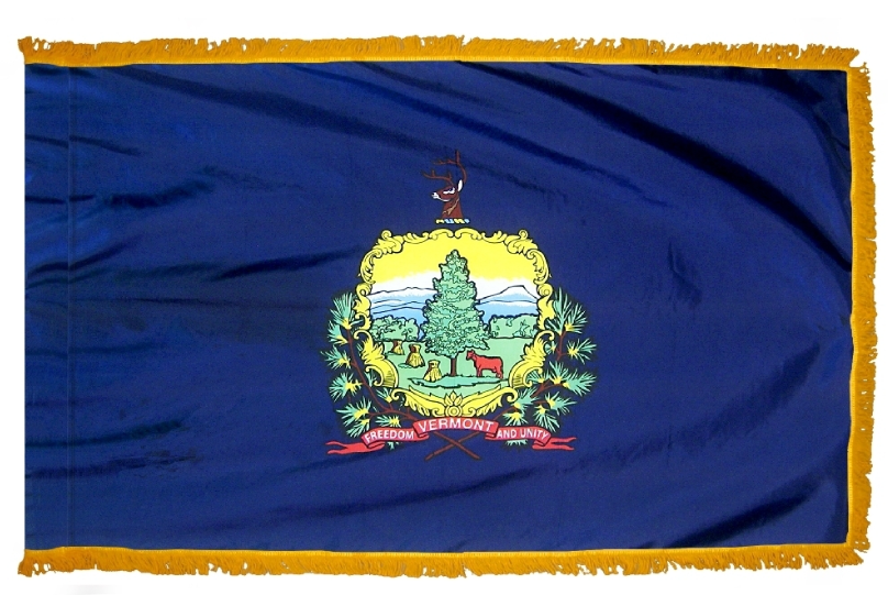 STATE OF VERMONT NYLON FLAG WITH POLE-HEM & FRINGES