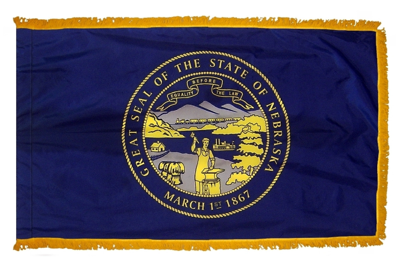 STATE OF NEBRASKA NYLON FLAG WITH POLE-HEM & FRINGES