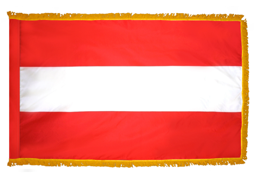 AUSTRIA NYLON FLAG WITH POLE-HEM & FRINGES