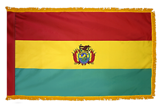 BOLIVIA NYLON FLAG WITH POLE-HEM & FRINGES