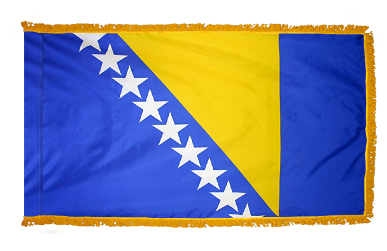 BOSNIA HERZEGOVINA NYLON FLAG WITH POLE-HEM & FRINGES