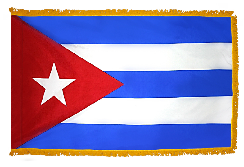 CUBA NYLON FLAG WITH POLE-HEM & FRINGES