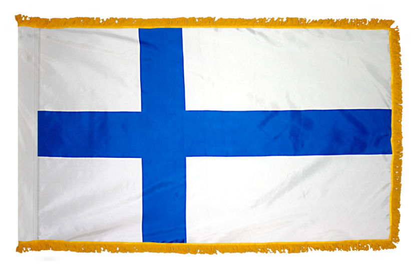 FINLAND NYLON FLAG WITH POLE-HEM & FRINGES