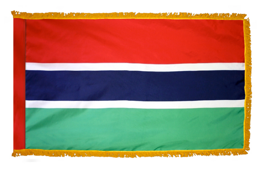 GAMBIA NYLON FLAG WITH POLE-HEM & FRINGES