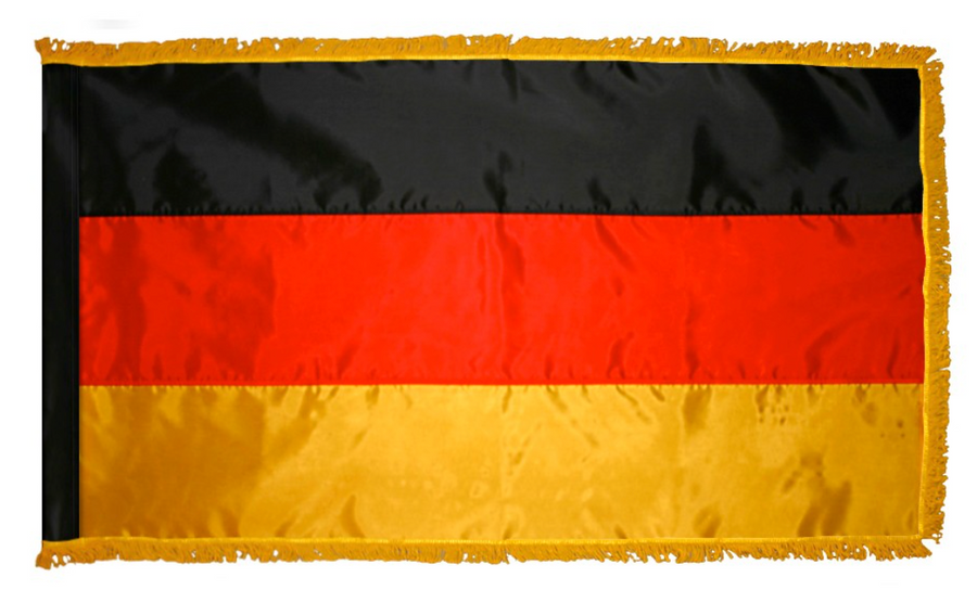 GERMANY NYLON FLAG WITH POLE-HEM & FRINGES