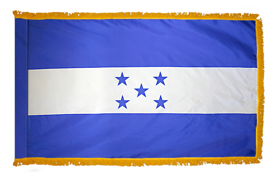 HONDURAS NYLON FLAG WITH POLE-HEM & FRINGES