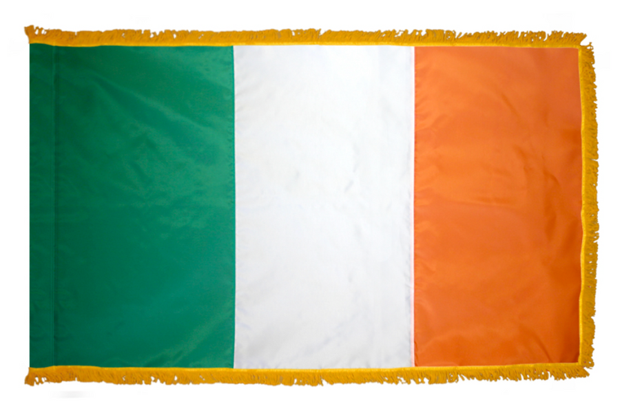 IRELAND NYLON FLAG WITH POLE-HEM & FRINGES