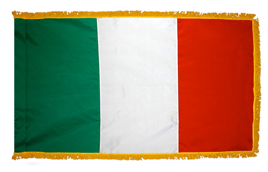 ITALY NYLON FLAG WITH POLE-HEM & FRINGES