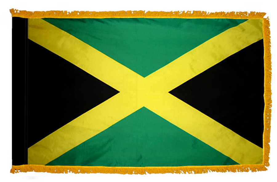 JAMAICA NYLON FLAG WITH POLE-HEM & FRINGES
