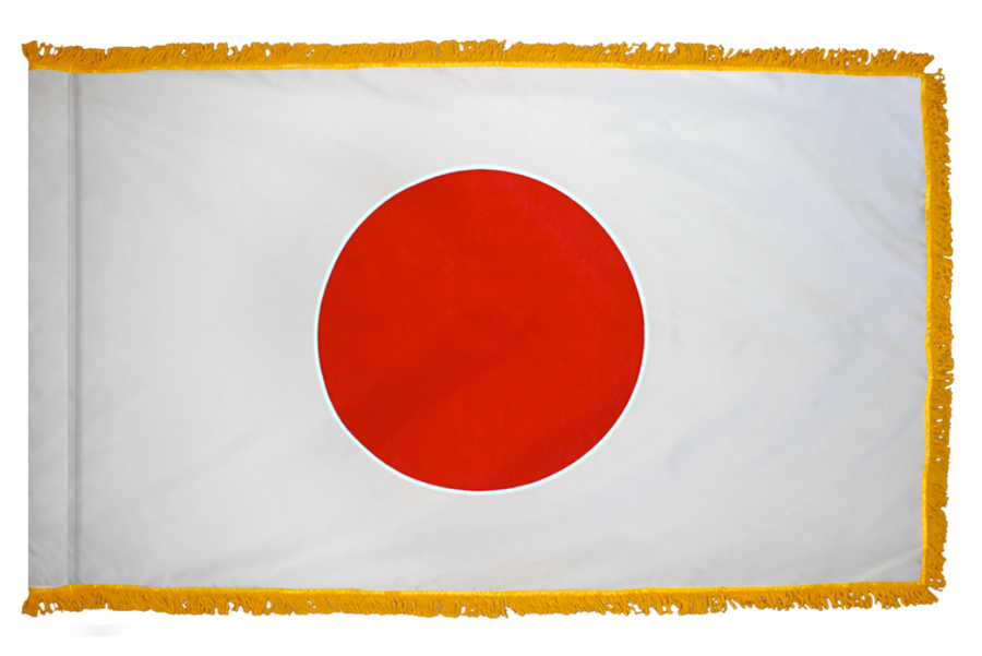 JAPAN NYLON FLAG WITH POLE-HEM & FRINGES