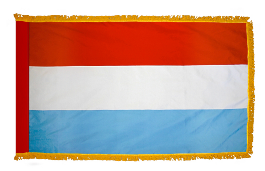 LUXEMBOURG NYLON FLAG WITH POLE-HEM & FRINGES