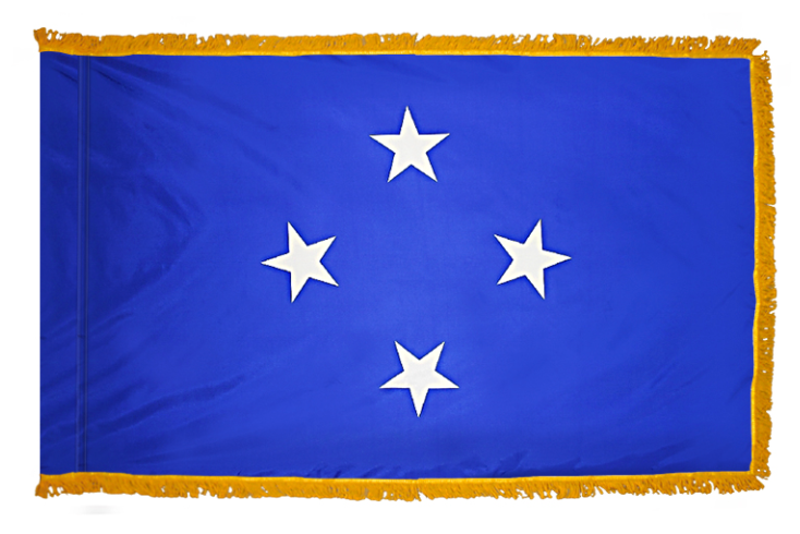 MICRONESIA NYLON FLAG WITH POLE-HEM & FRINGES