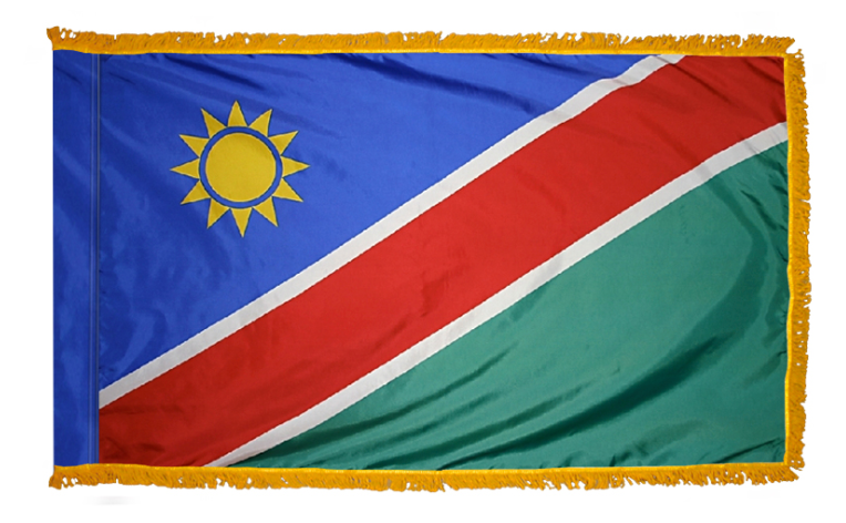 NAMIBIA NYLON FLAG WITH POLE-HEM & FRINGES