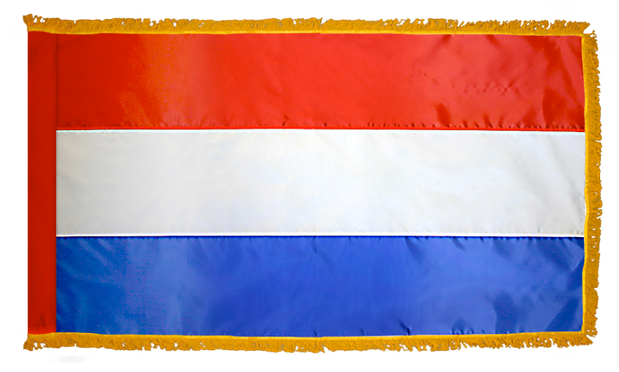 NETHERLANDS NYLON FLAG WITH POLE-HEM & FRINGES