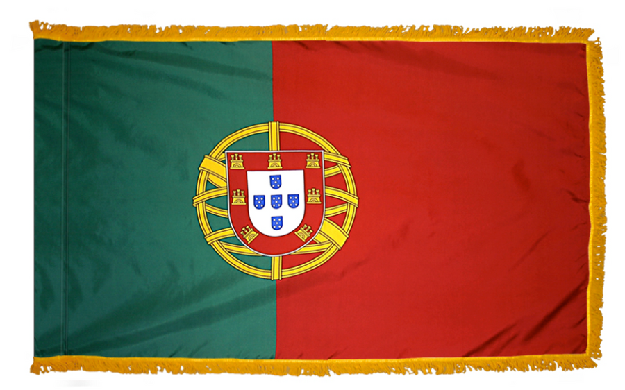 PORTUGAL NYLON FLAG WITH POLE-HEM & FRINGES