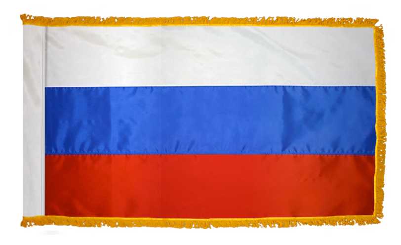 RUSSIA NYLON FLAG WITH POLE-HEM & FRINGES