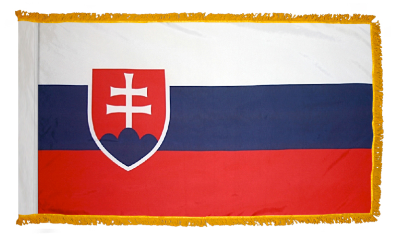 SLOVAKIA NYLON FLAG WITH POLE-HEM & FRINGES