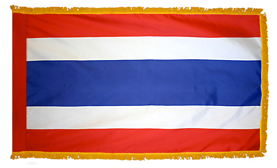 THAILAND NYLON FLAG WITH POLE-HEM & FRINGES