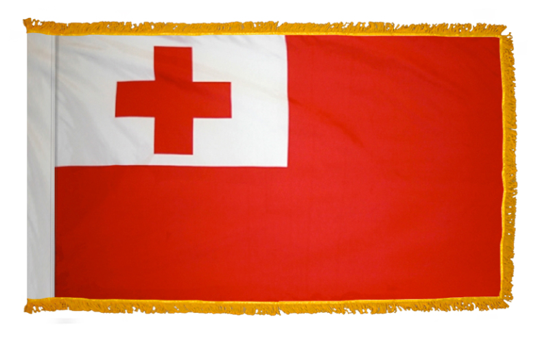 TONGA NYLON FLAG WITH POLE-HEM & FRINGES