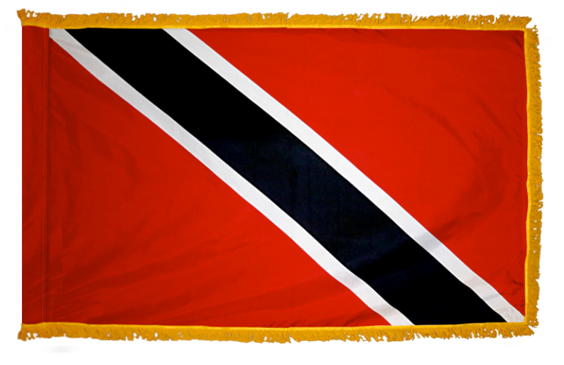 TRINIDAD & TOBAGO NYLON FLAG WITH POLE-HEM & FRINGES