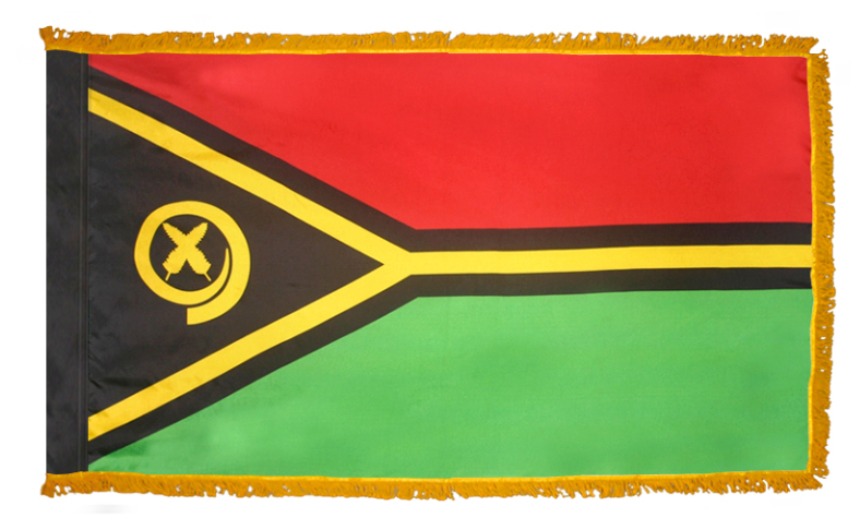 VANUATU NYLON FLAG WITH POLE-HEM & FRINGES