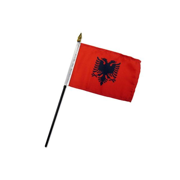 ALBANIA STICK FLAG 4X6"