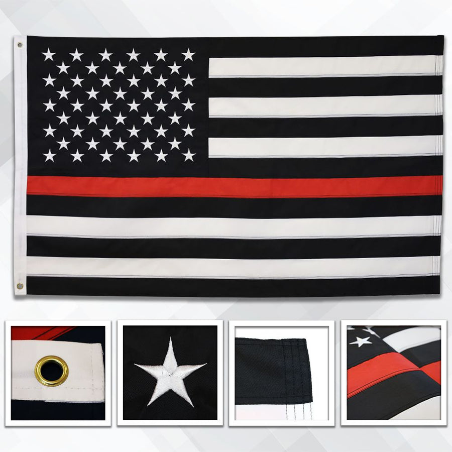 U.S. THIN RED LINE NYLON FLAG 3X5'