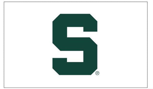 Michigan State University (MSU) White w/ Green Block S - Flags Unlimited