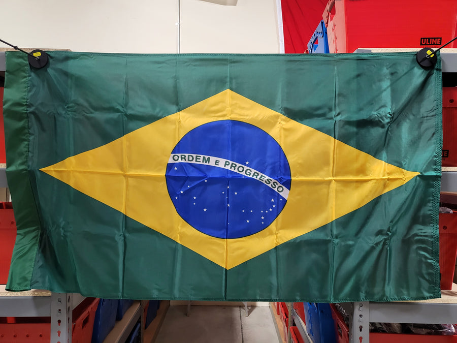 BRAZIL NYLON FLAG WITH POLE-HEM 3X5'