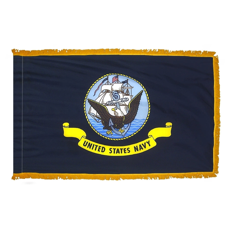 U.S. NAVY NYLON FLAG WITH POLE-HEM & FRINGES 3X5'