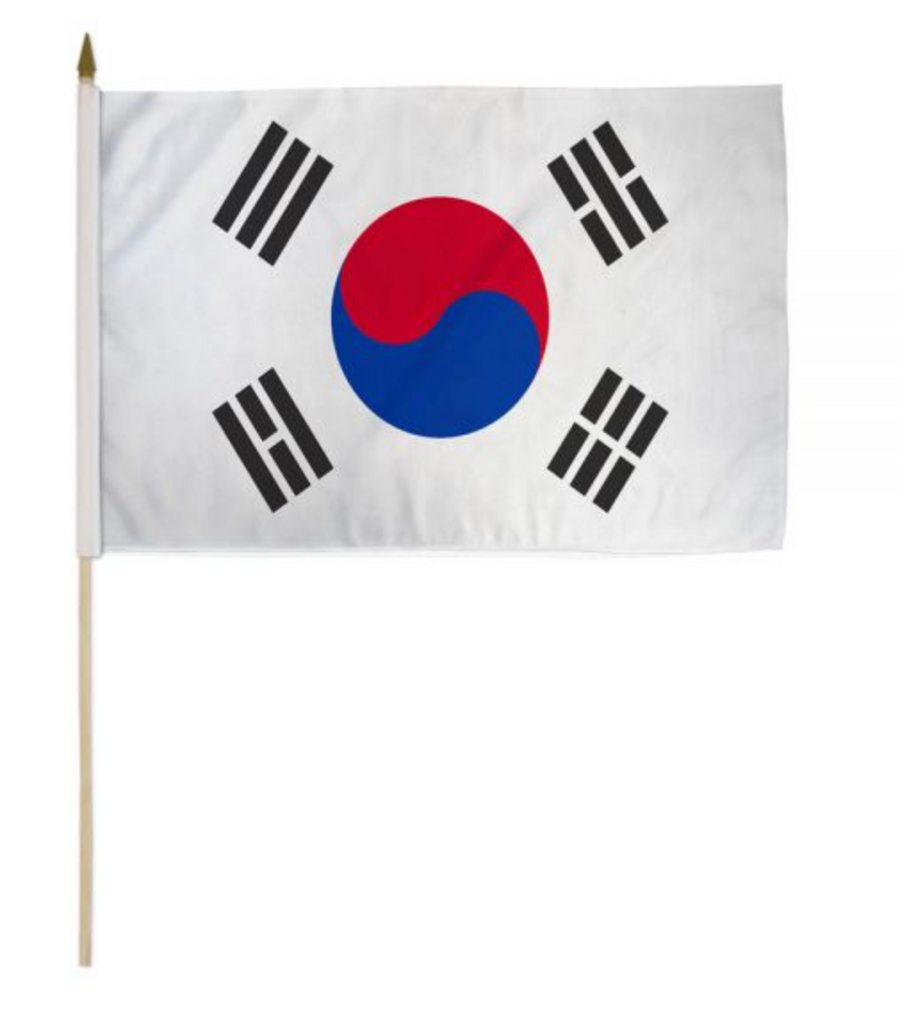 SOUTH KOREA STICK FLAG 12X18"