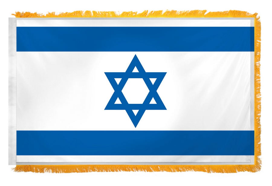 ISRAEL NYLON FLAG WITH POLE-HEM & FRINGES