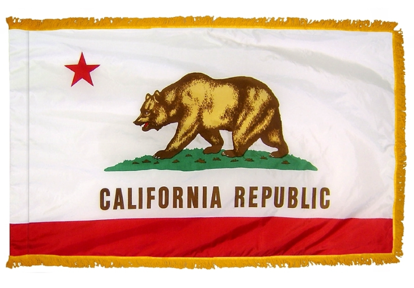 STATE OF CALIFORNIA NYLON FLAG WITH POLE-HEM & FRINGES