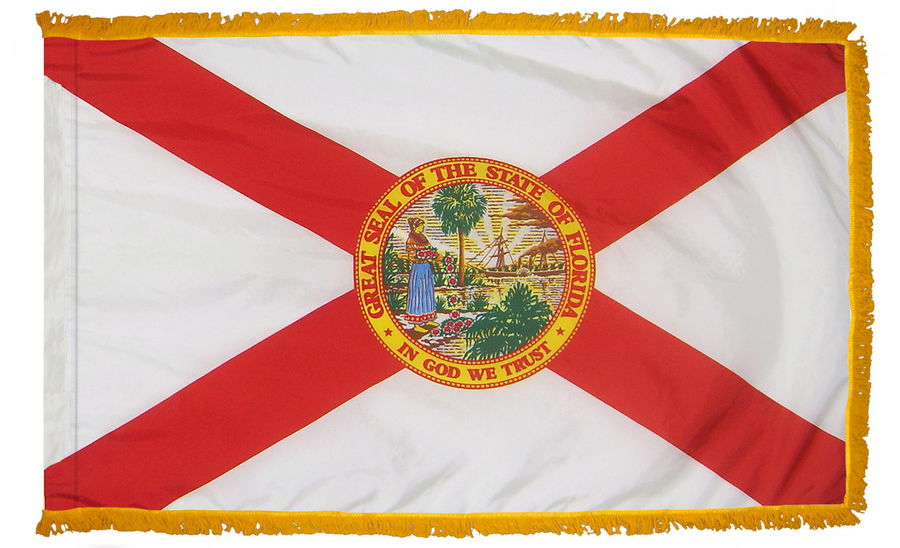 STATE OF FLORIDA NYLON FLAG WITH POLE-HEM & FRINGES