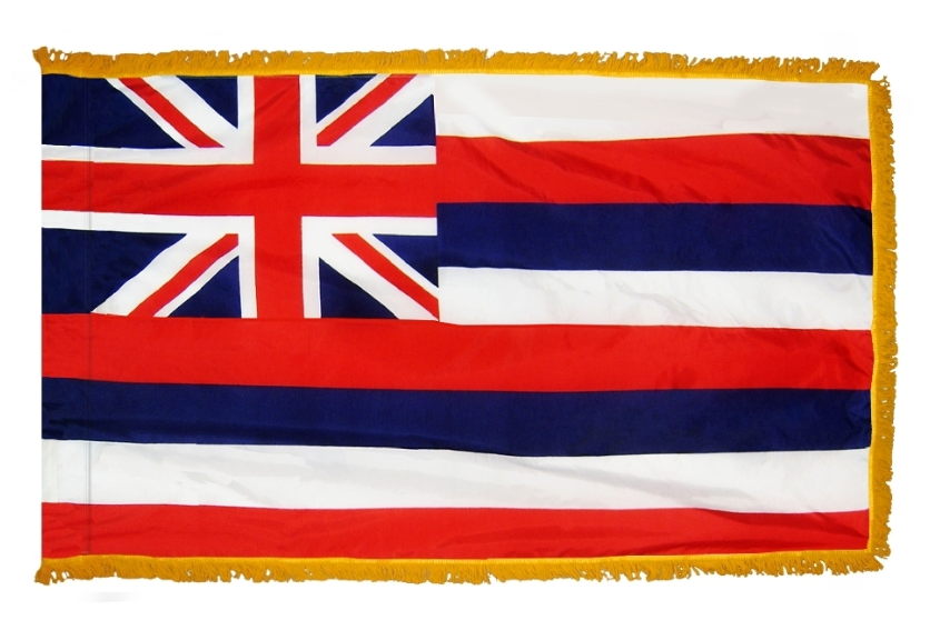 STATE OF HAWAII NYLON FLAG WITH POLE-HEM & FRINGES