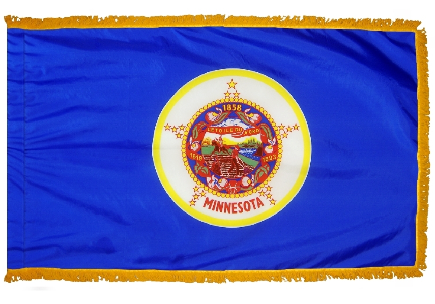 STATE OF MINNESOTA NYLON FLAG WITH POLE-HEM & FRINGES