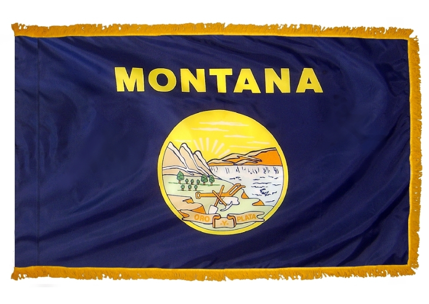 STATE OF MONTANA NYLON FLAG WITH POLE-HEM & FRINGES