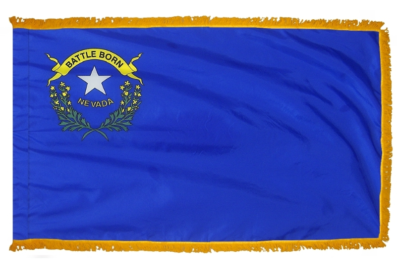 STATE OF NEVADA NYLON FLAG WITH POLE-HEM & FRINGES