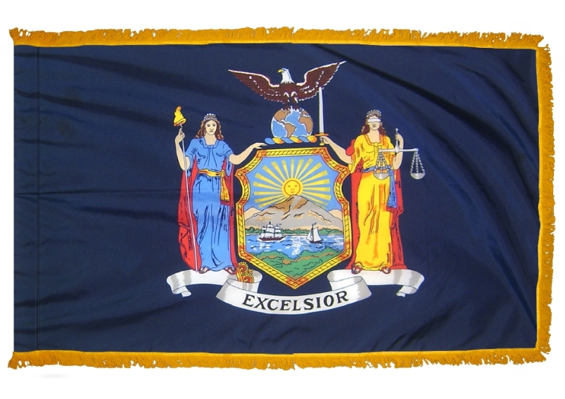 STATE OF NEW YORK NYLON FLAG WITH POLE-HEM & FRINGES
