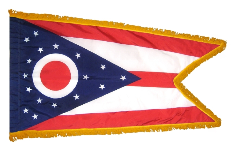 STATE OF OHIO NYLON FLAG WITH POLE-HEM & FRINGES