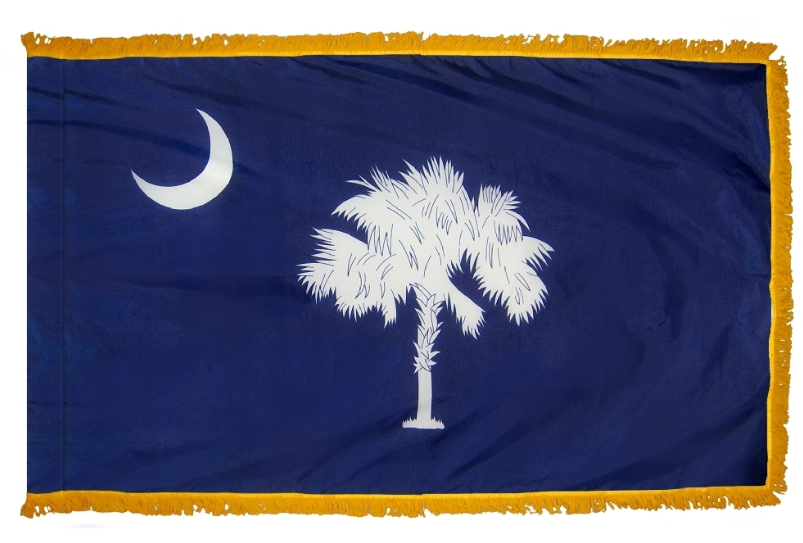 STATE OF SOUTH CAROLINA NYLON FLAG WITH POLE-HEM & FRINGES