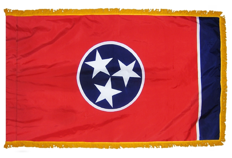 STATE OF TENNESSEE NYLON FLAG WITH POLE-HEM & FRINGES