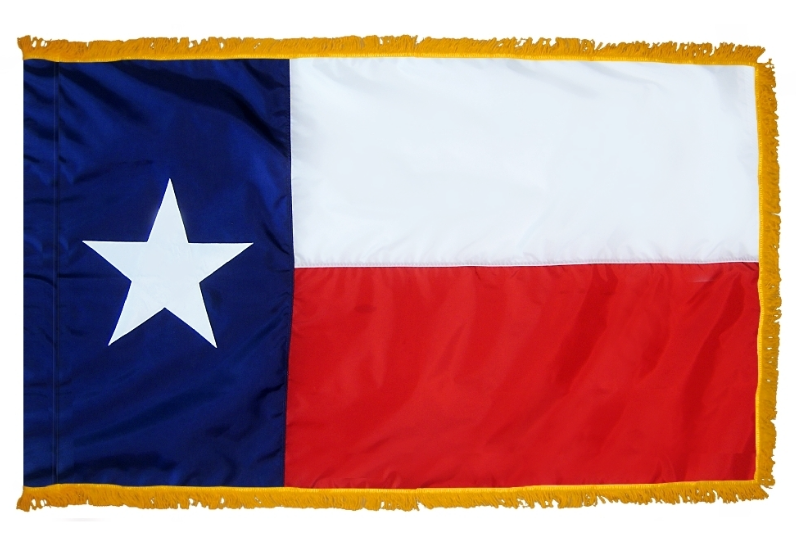 STATE OF TEXAS NYLON FLAG WITH POLE-HEM & FRINGES