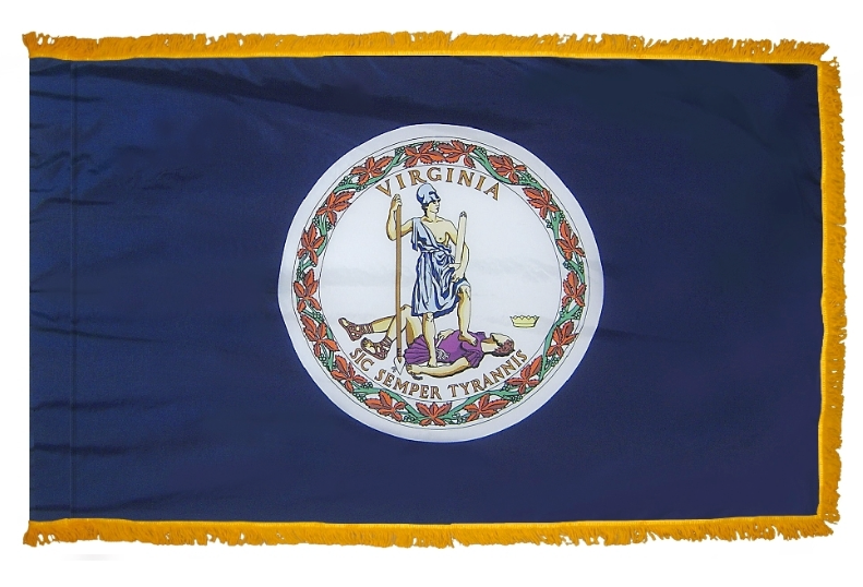 STATE OF VIRGINIA NYLON FLAG WITH POLE-HEM & FRINGES