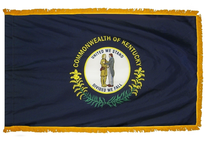STATE OF KENTUCKY NYLON FLAG WITH POLE-HEM & FRINGES
