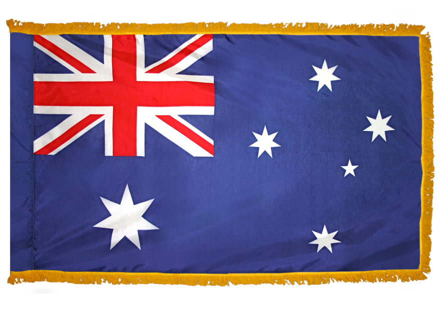AUSTRALIA NYLON FLAG WITH POLE-HEM & FRINGES